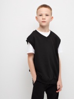 Трикотажный жилет для мальчиков (черный, 140) Sela  фото, kupilegko.ru